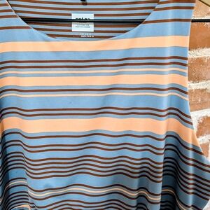 Prana Striped Blue and Peach Women's Dress Midi